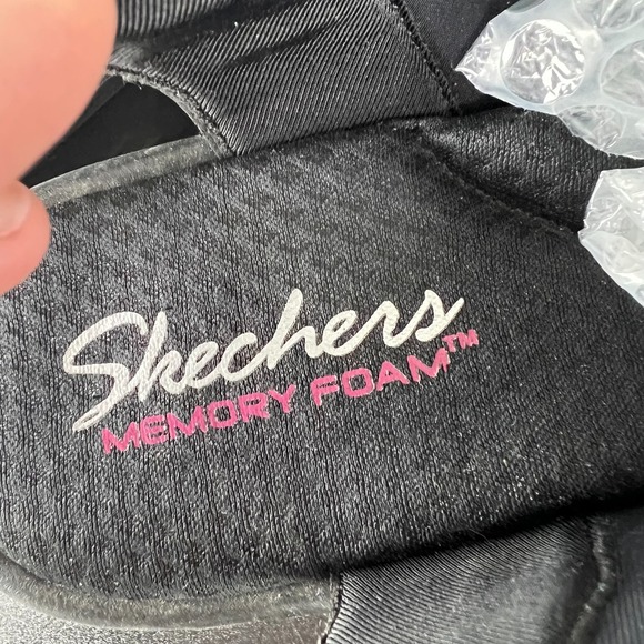 Skechers Cali Rumblers Sandals Women 9 Black Wedge Slingback Memory Foam Classic - Picture 10 of 16